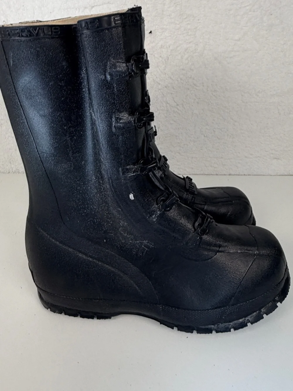 Servus Rubber Work Boots Mens 10 Black Waterproof Buckle Rain Boots